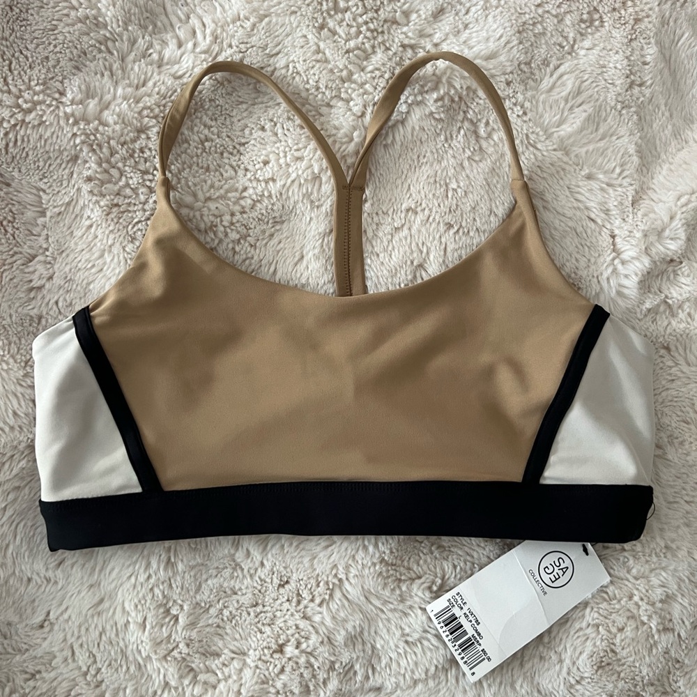 Tan and Black Sports Bra